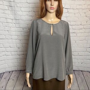 Joie Charcoal & White Long Sleeve Silk Blouse Size M